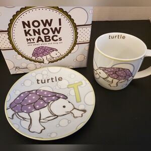Rosanna Animal Alphabet Kid's Turtle Plate and Mug Set